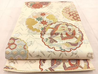 平和屋着物◎六通柄袋帯　唐織　鳳凰雪輪花文　金銀糸　正絹　逸品　BAAU6460yc