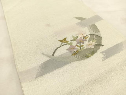 平和屋着物＊夏物 太鼓柄袋帯 すくい織 桔梗 正絹 逸品 BAAU6461yc