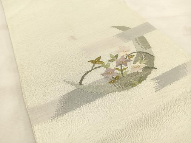 平和屋着物＊夏物 太鼓柄袋帯 すくい織 桔梗 正絹 逸品 BAAU6461yc