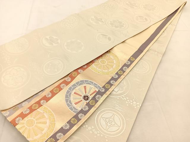 平和屋着物◎両面 六通柄袋帯 唐織 菊源氏車間道 金糸 正絹 逸品 BAAU6466yc