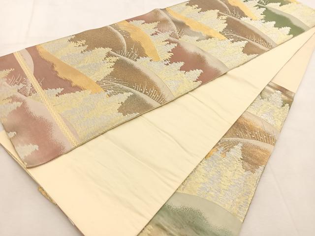 平和屋着物◎六通柄袋帯　樹林文　金銀糸　引箔　正絹　逸品　BAAU6492yc