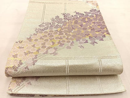 平和屋着物◎六通柄袋帯　唐織　風景花文　金銀糸　正絹　逸品　BAAU6513yc