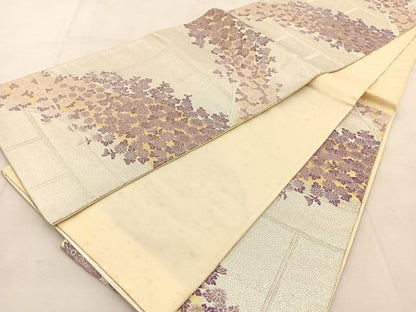 平和屋着物◎六通柄袋帯　唐織　風景花文　金銀糸　正絹　逸品　BAAU6513yc
