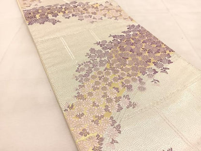 平和屋着物◎六通柄袋帯　唐織　風景花文　金銀糸　正絹　逸品　BAAU6513yc