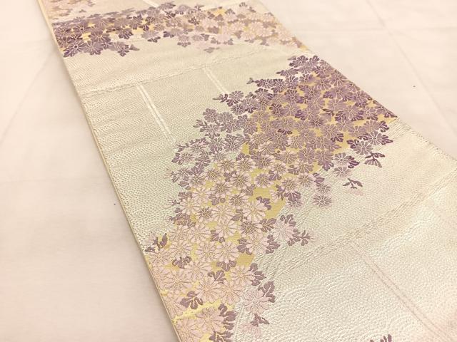 平和屋着物◎六通柄袋帯　唐織　風景花文　金銀糸　正絹　逸品　BAAU6513yc