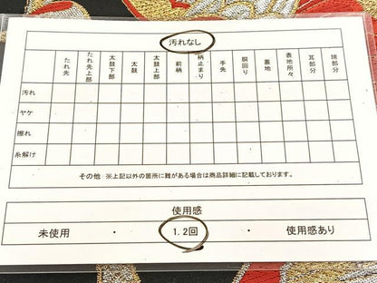 平和屋着物◎六通柄袋帯　唐織　孔雀　黒地　金銀糸　正絹　逸品　BAAU6519yc