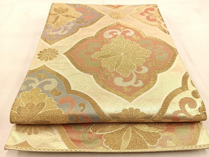 平和屋着物◎六通柄袋帯　花唐草文　金銀糸　正絹　逸品　BAAU6520yc