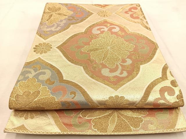 平和屋着物◎六通柄袋帯　花唐草文　金銀糸　正絹　逸品　BAAU6520yc