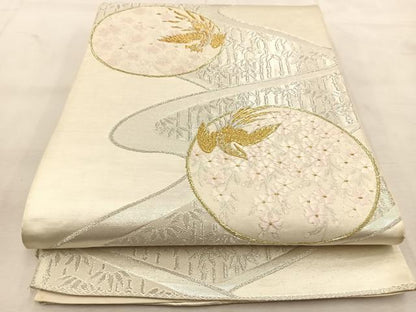 平和屋着物◎六通柄袋帯　唐織　鳳凰花丸文　金銀糸　正絹　逸品　BAAU6517yc