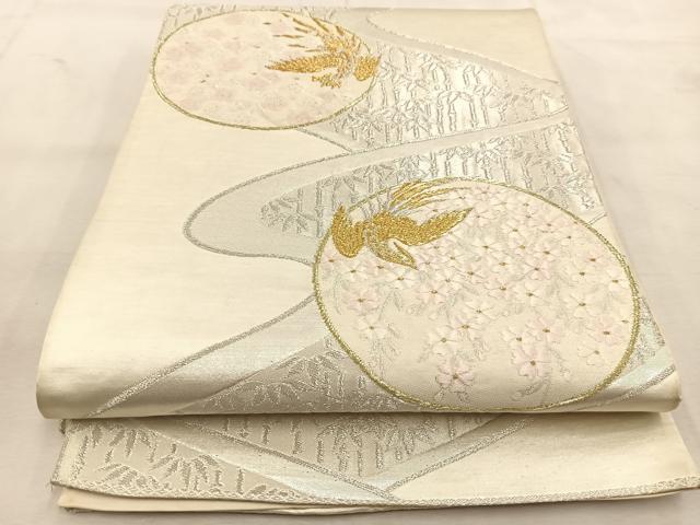 平和屋着物◎六通柄袋帯　唐織　鳳凰花丸文　金銀糸　正絹　逸品　BAAU6517yc