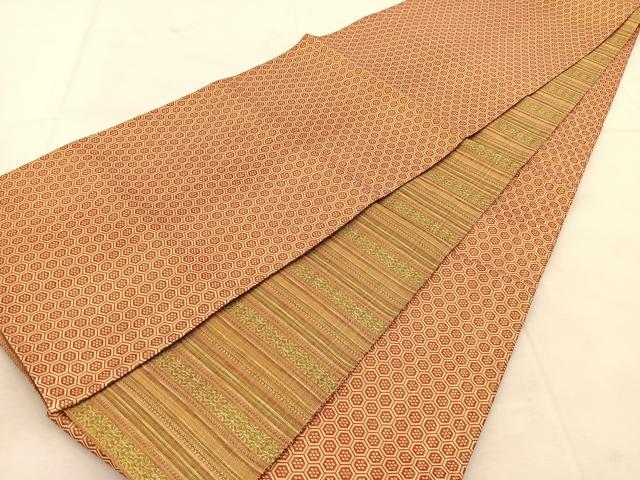 平和屋着物◎佐賀錦　両面　全通柄袋帯　横段文　金糸　正絹　逸品　BAAU6554yc