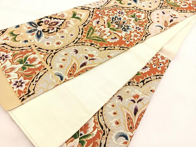 平和屋着物◎六通柄袋帯　唐織　宝相華　金銀糸　正絹　逸品　BAAU6546yc
