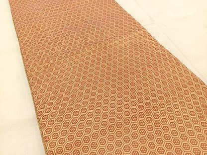 平和屋着物◎佐賀錦　両面　全通柄袋帯　横段文　金糸　正絹　逸品　BAAU6554yc
