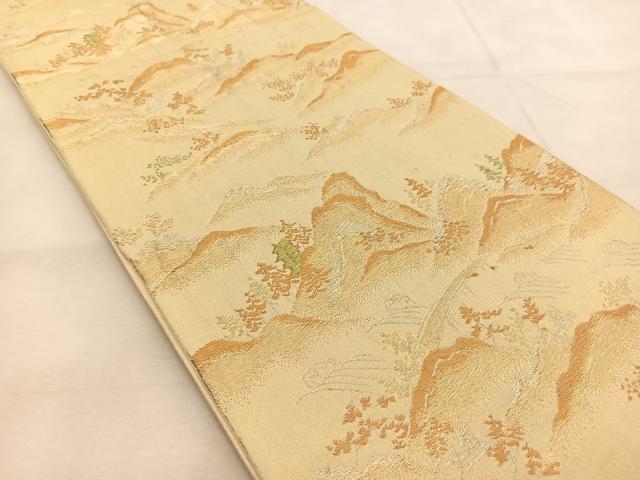 平和屋着物◎六通柄袋帯　重ね山風景文　金銀糸　正絹　逸品　BAAU6565yc