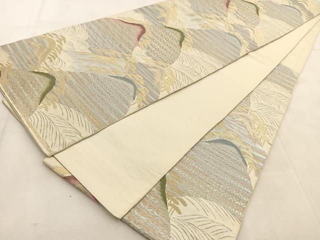 平和屋着物◎六通柄　本袋帯　唐織　重ね山吉祥立波文　金銀糸　正絹　逸品　BAAU6558yc