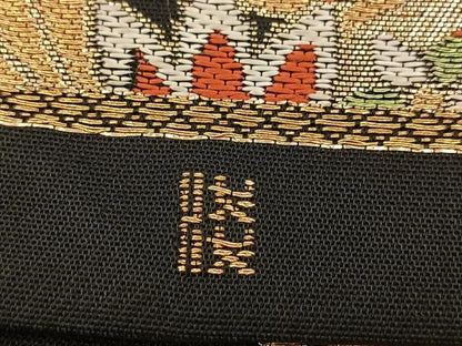 平和屋着物◎六通柄　本袋帯　唐織　宝相華　黒地　金糸　BAAU6540yc