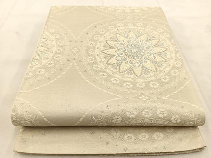 平和屋着物◎六通柄袋帯　唐織　正倉院花文　銀糸　正絹　逸品　BAAU6577yc