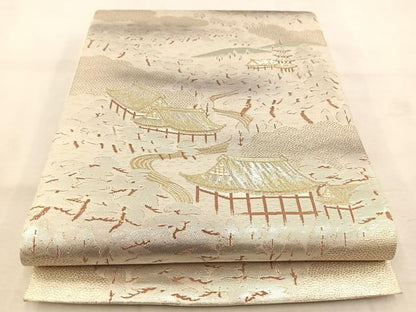 平和屋着物◎六通柄袋帯　都百景　金銀糸　正絹　逸品　未使用　BAAU6552yc