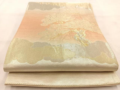 平和屋着物◎六通柄袋帯　雲重ね松文　金銀糸　正絹　逸品　BAAU6592yc