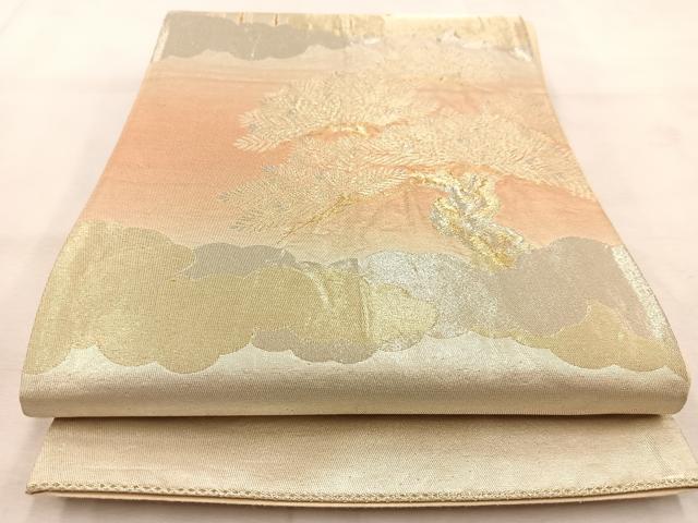 平和屋着物◎六通柄袋帯　雲重ね松文　金銀糸　正絹　逸品　BAAU6592yc