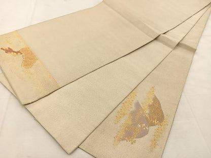 平和屋着物◎太鼓柄袋帯　綴れ　浜松文　金銀糸　正絹　逸品　BAAU6597yc