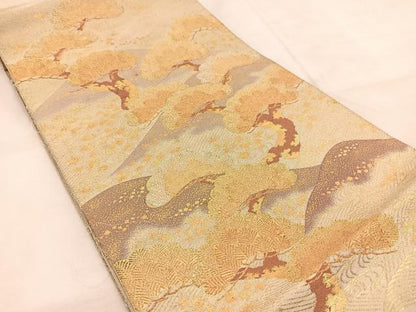 平和屋着物◎太鼓柄袋帯　綴れ　浜松文　金銀糸　正絹　逸品　BAAU6597yc