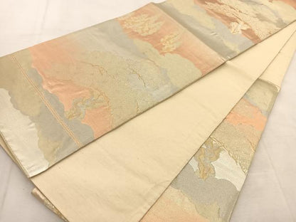 平和屋着物◎六通柄袋帯　雲重ね松文　金銀糸　正絹　逸品　BAAU6592yc