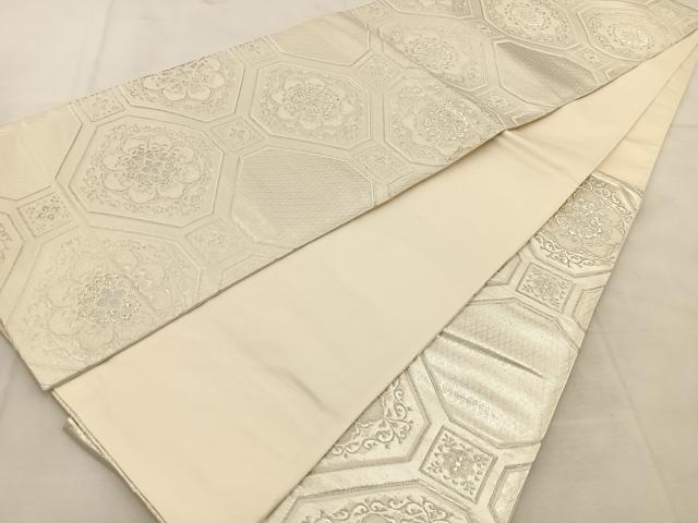 平和屋着物◎六通柄袋帯　唐織　蜀江花文　銀糸　正絹　逸品　BAAU6588yc