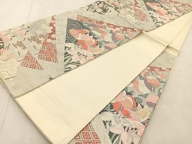 平和屋着物◎六通柄袋帯　唐織　慶長鴛鴦文　金銀糸　九百錦　正絹　逸品　BAAU6599yc