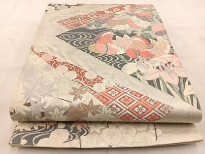 平和屋着物◎六通柄袋帯　唐織　慶長鴛鴦文　金銀糸　九百錦　正絹　逸品　BAAU6599yc