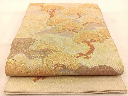 平和屋着物◎太鼓柄袋帯　綴れ　浜松文　金銀糸　正絹　逸品　BAAU6597yc