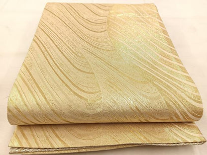 平和屋着物◎両面　全通柄袋帯　斜縞　金銀糸　正絹　逸品　BAAU6642yc