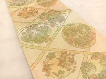 平和屋着物◎六通柄袋帯　菱天井花丸文　金銀糸　正絹　逸品　BAAU6628yc
