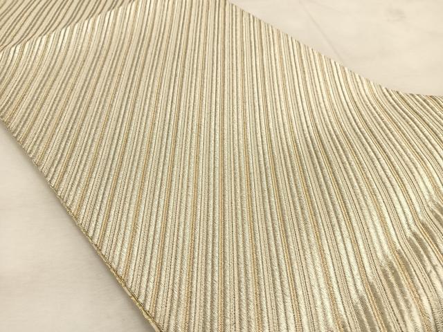 平和屋着物◎両面　全通柄袋帯　斜縞　金銀糸　正絹　逸品　BAAU6642yc