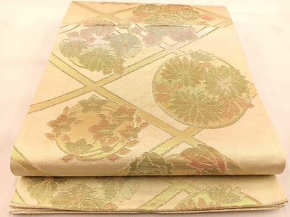 平和屋着物◎六通柄袋帯　菱天井花丸文　金銀糸　正絹　逸品　BAAU6628yc