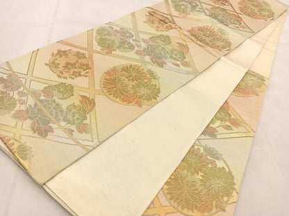平和屋着物◎六通柄袋帯　菱天井花丸文　金銀糸　正絹　逸品　BAAU6628yc