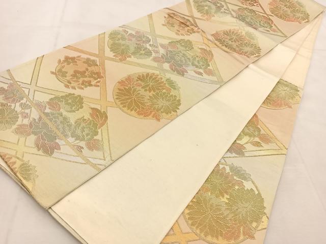 平和屋着物◎六通柄袋帯　菱天井花丸文　金銀糸　正絹　逸品　BAAU6628yc