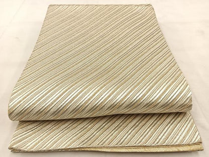 平和屋着物◎両面　全通柄袋帯　斜縞　金銀糸　正絹　逸品　BAAU6642yc