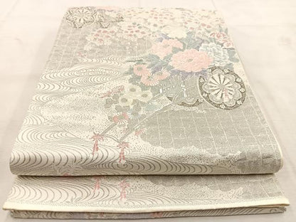 平和屋着物◎六通柄袋帯　唐織　王朝花車華文　プラチナ箔　正絹　逸品　BAAU6791yc