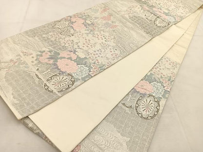 平和屋着物◎六通柄袋帯　唐織　王朝花車華文　プラチナ箔　正絹　逸品　BAAU6791yc