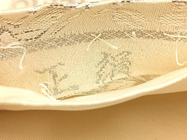 平和屋着物◎六通柄袋帯　天井花文　銀糸　正絹　逸品　BAAU6836yc