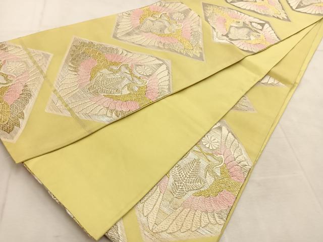 平和屋着物◎六通柄袋帯　唐織　双鶴花文　金銀糸　正絹　逸品　BAAU6837yc