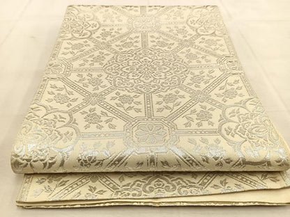 平和屋着物◎六通柄袋帯　天井花文　銀糸　正絹　逸品　BAAU6836yc