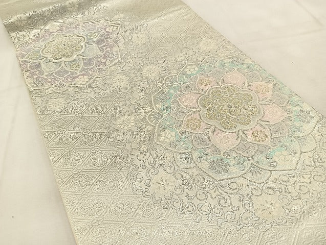 平和屋着物◎六通柄袋帯　唐織　正倉院更紗花文　金銀糸　正絹　逸品　BAAU6455yc