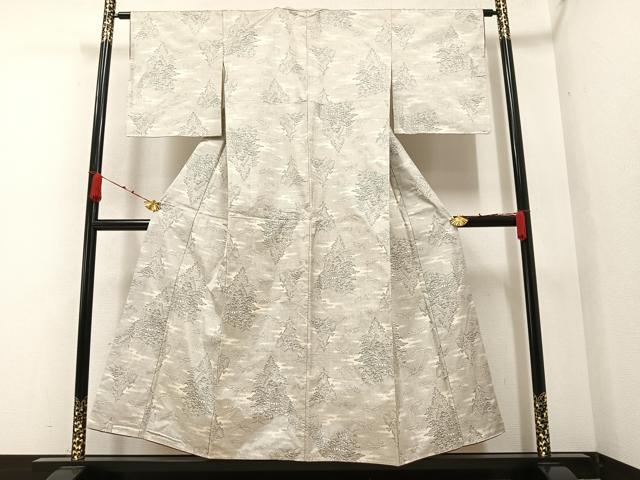 平和屋着物●本場大島紬　白大島　カタス９マルキ　樹林文　正絹　逸品　未使用　AAAZ5079ph