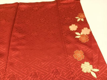 平和屋着物●豪華振袖　駒刺繍　吉祥草花文　金彩　正絹　逸品　AAAZ5044ph
