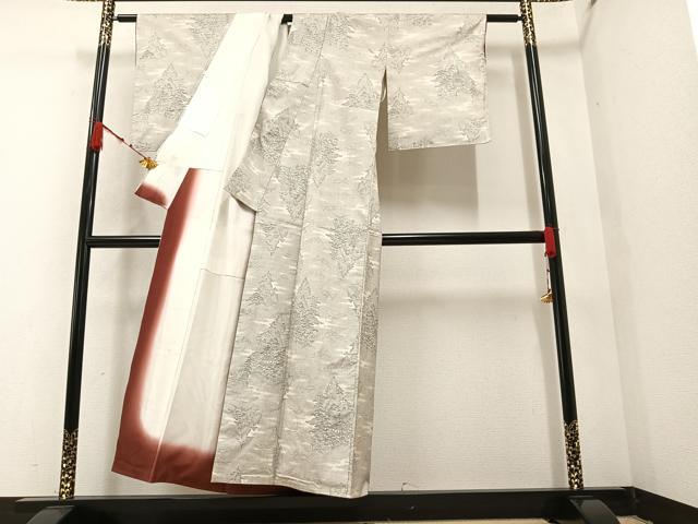 平和屋着物●本場大島紬　白大島　カタス９マルキ　樹林文　正絹　逸品　未使用　AAAZ5079ph