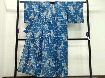 平和屋着物＊夏物 小紋 紗 扇面藤花房文 洗える着物 CAAW9881gh