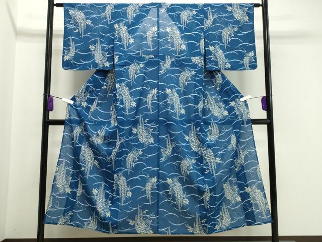 平和屋着物＊夏物 小紋 紗 扇面藤花房文 洗える着物 CAAW9881gh