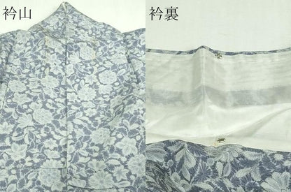 平和屋着物▽上質な小紋 単衣 草花文 正絹 逸品 DAAV9706sf